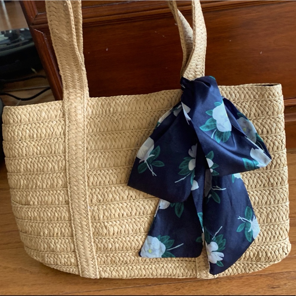 Draper James straw handbag with scarf
